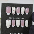 Press-On Nail Set Nude Dots French Tip 24-Piece