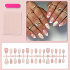Press-On Nail Set Nude Dots French Tip 24-Piece
