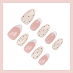 Press-On Nail Set Nude Dots French Tip 24-Piece