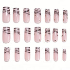 Press-On Nail Set Nude Fine Lines & Glitter