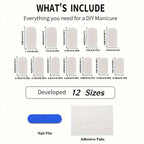 Press-On Nail Set Nude Fine Lines & Glitter