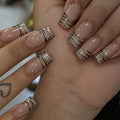 Press-On Nail Set Nude Fine Lines & Glitter