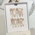 Press-On Nail Set Nude Pearl Accents Reusable