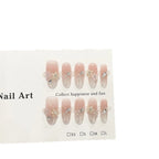 Press-On Nail Set Nude Pink Floral & Shimmer