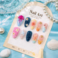Press-On Nail Set Ocean Floral Strong Adhesive & Reusable
