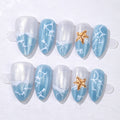 Press-On Nail Set Ocean-Inspired Long-Lasting & Easy Application