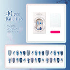 Press-On Nail Set Ocean-Themed Chip-Resistant Easy Application