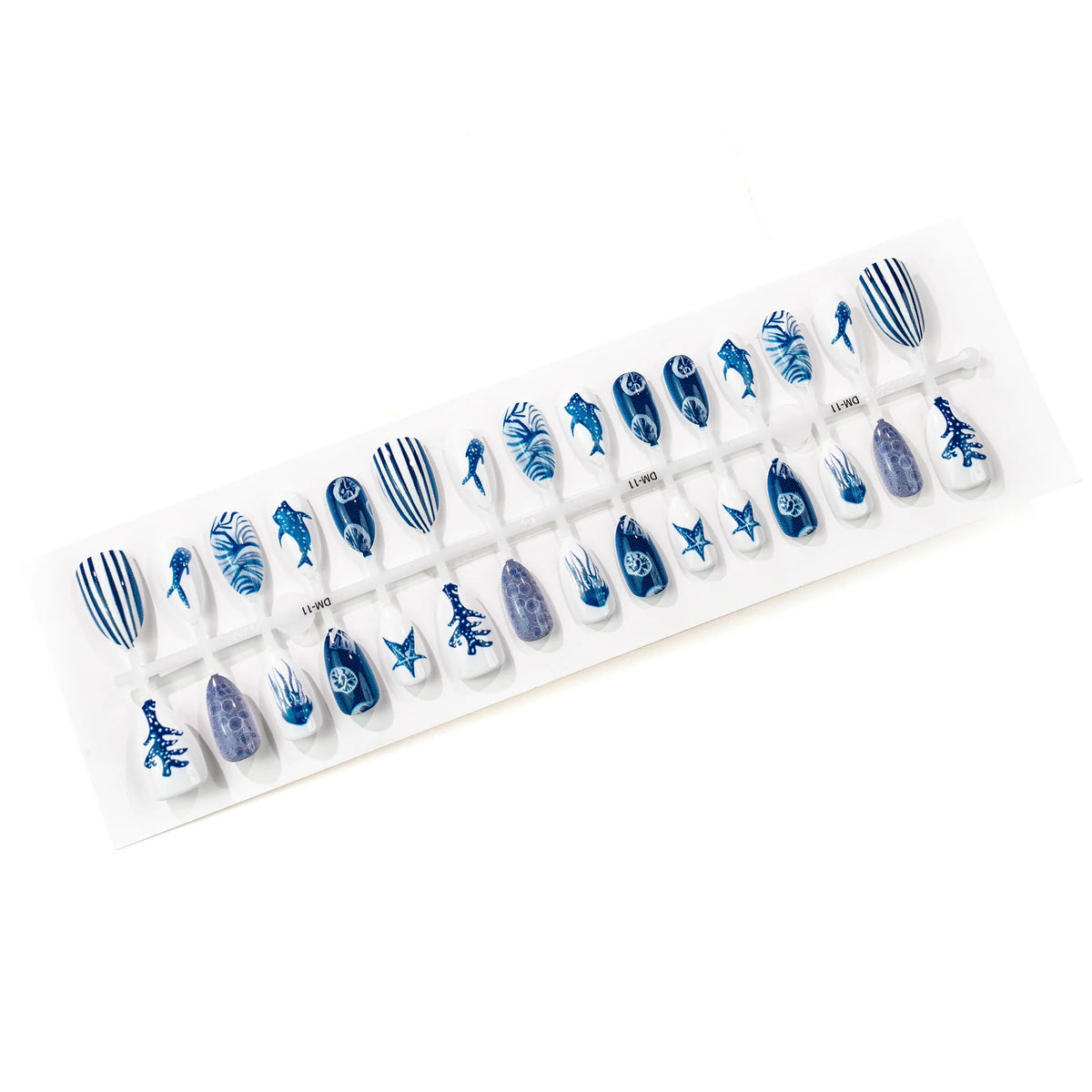 Press-On Nail Set Ocean-Themed Chip-Resistant Easy Application