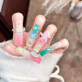 Press-On Nail Set Ocean-Themed Long-Lasting Easy Apply & Remove