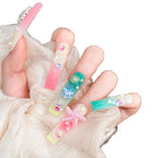 Press-On Nail Set Ocean-Themed Long-Lasting Easy Apply & Remove
