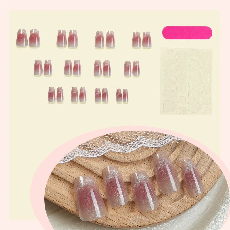 Press-On Nail Set Ombre Design Easy Application Multiple Sizes