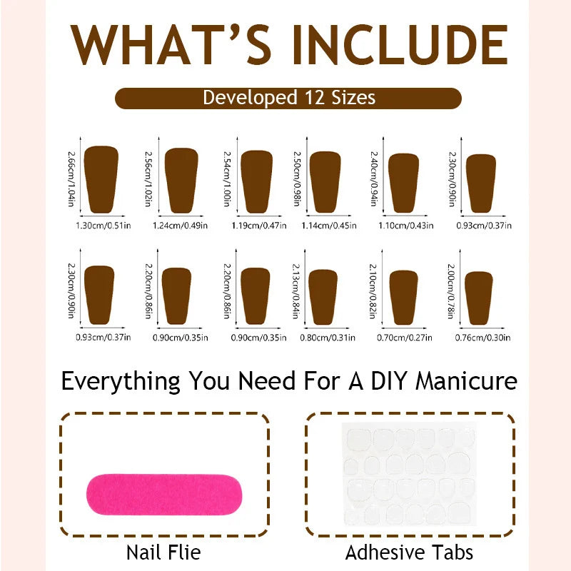 Press-On Nail Set Ombre Design Easy Application Multiple Sizes
