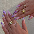 Press-On Nail Set Ombre Floral Peel & Stick Reusable