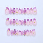 Press-On Nail Set Ombre Floral Peel & Stick Reusable