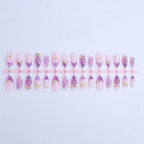 Press-On Nail Set Ombre Floral Peel & Stick Reusable