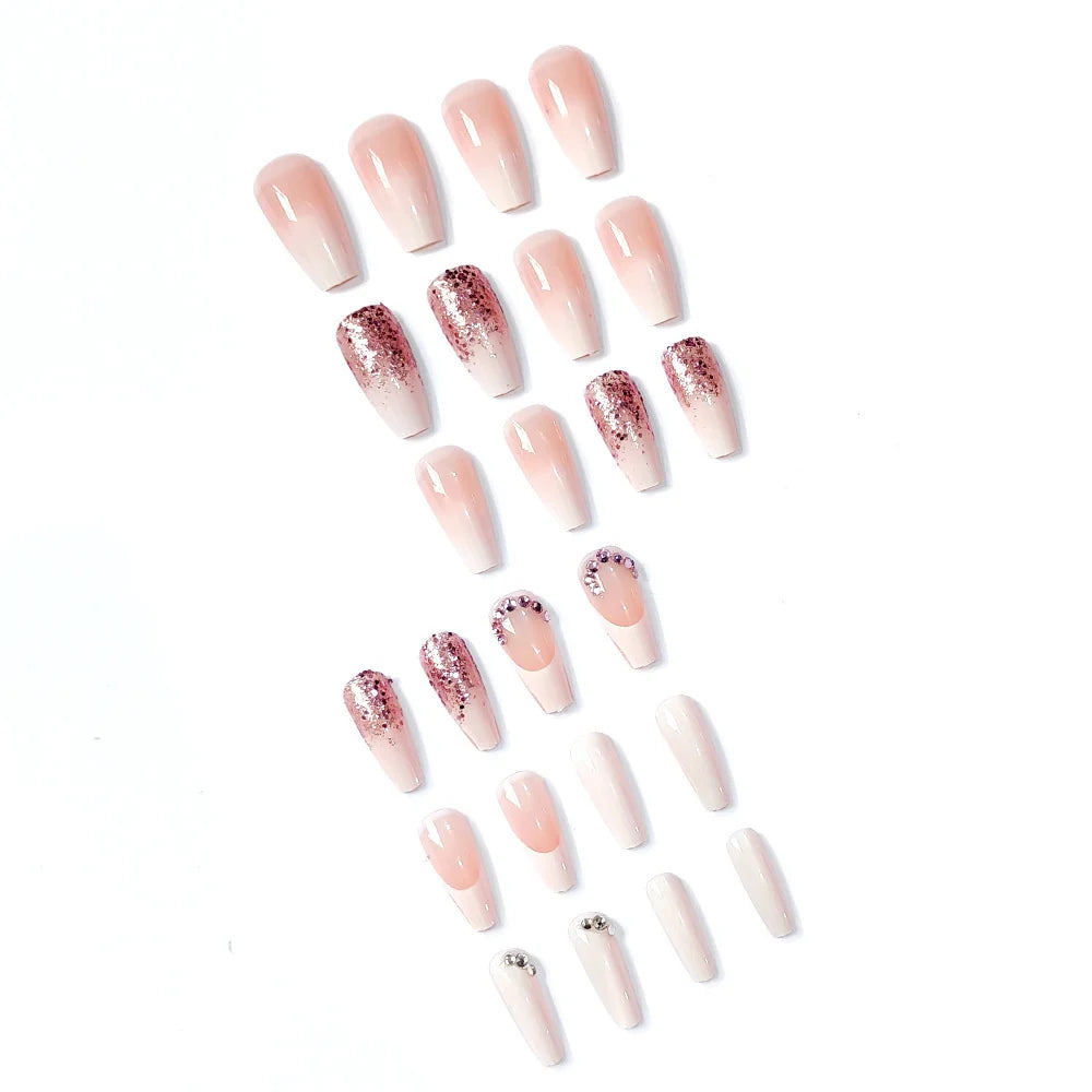 Press-On Nail Set Ombre & Glitter Peel And Press