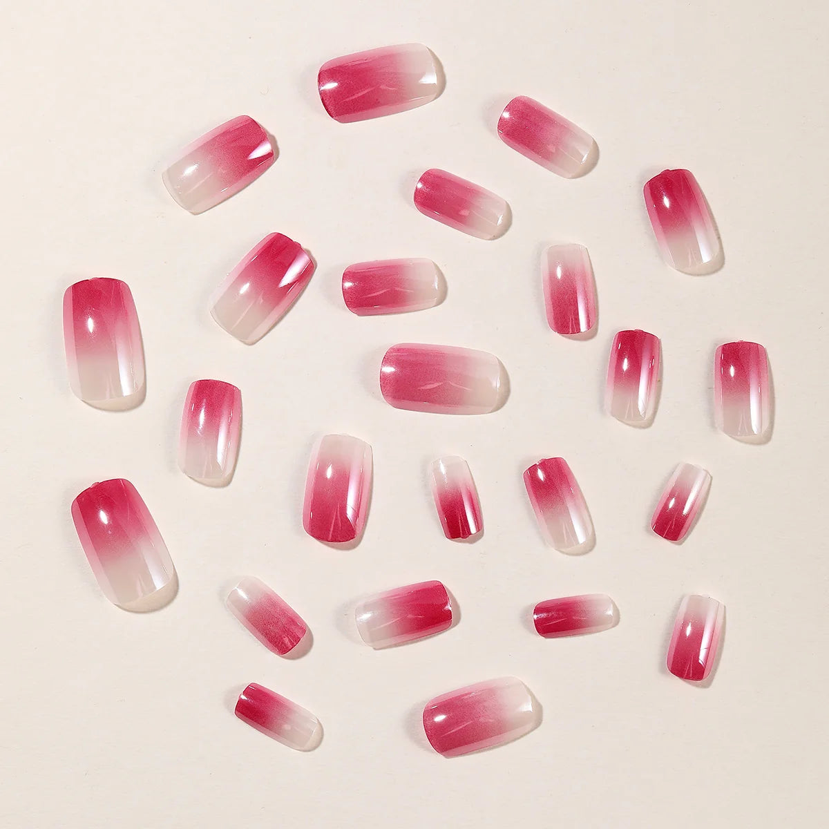 Press-On Nail Set Ombre Glossy Reusable