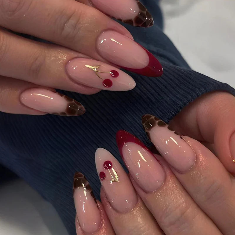 Press-On Nail Set Ombre & Gold Accents Easy Application