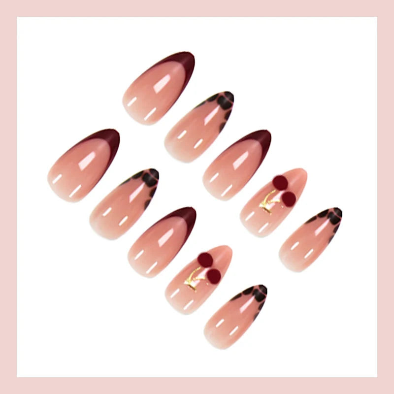 Press-On Nail Set Ombre & Gold Accents Easy Application