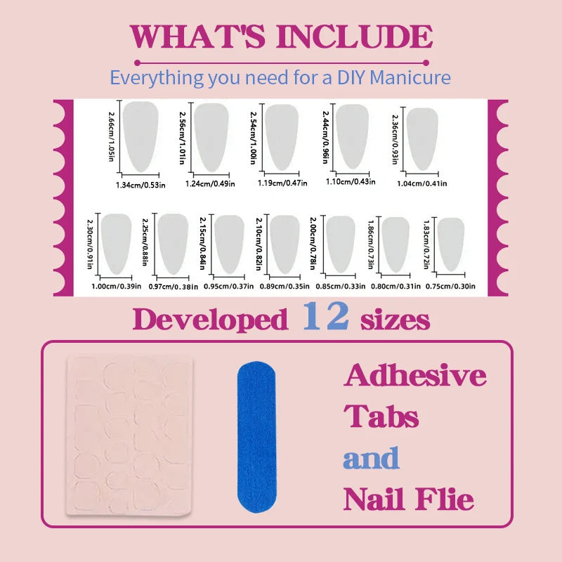 Press-On Nail Set Ombre & Gold Accents Easy Application