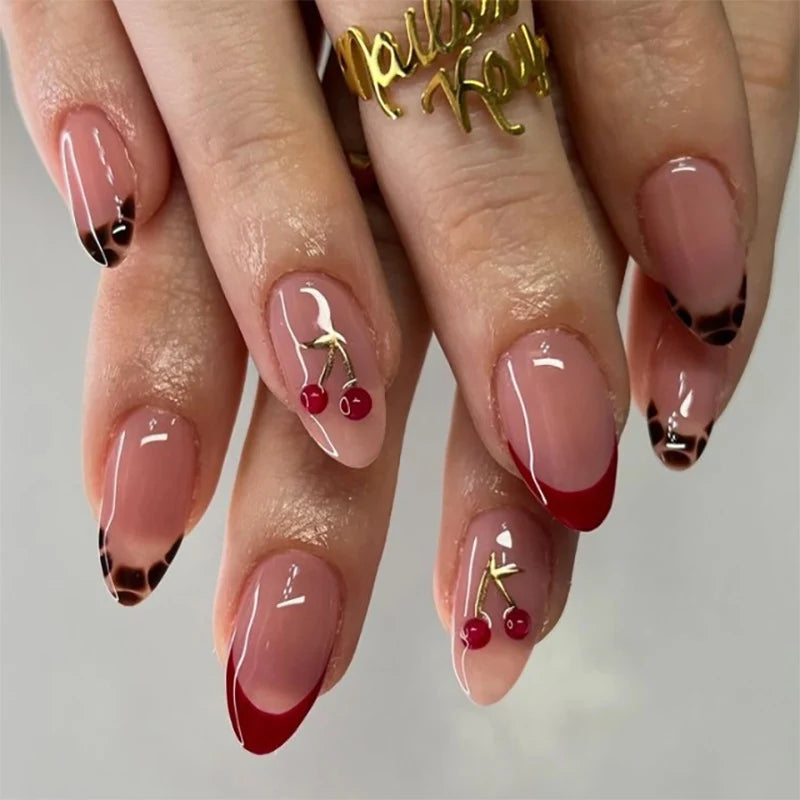 Press-On Nail Set Ombre & Gold Accents Easy Application