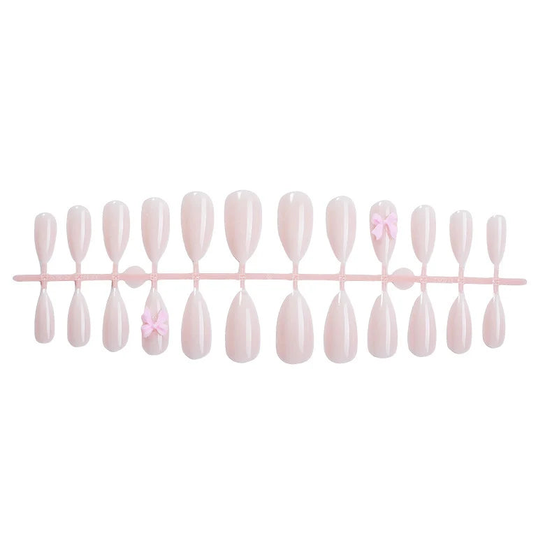 Press-On Nail Set Ombre Gradient & 3D Bow