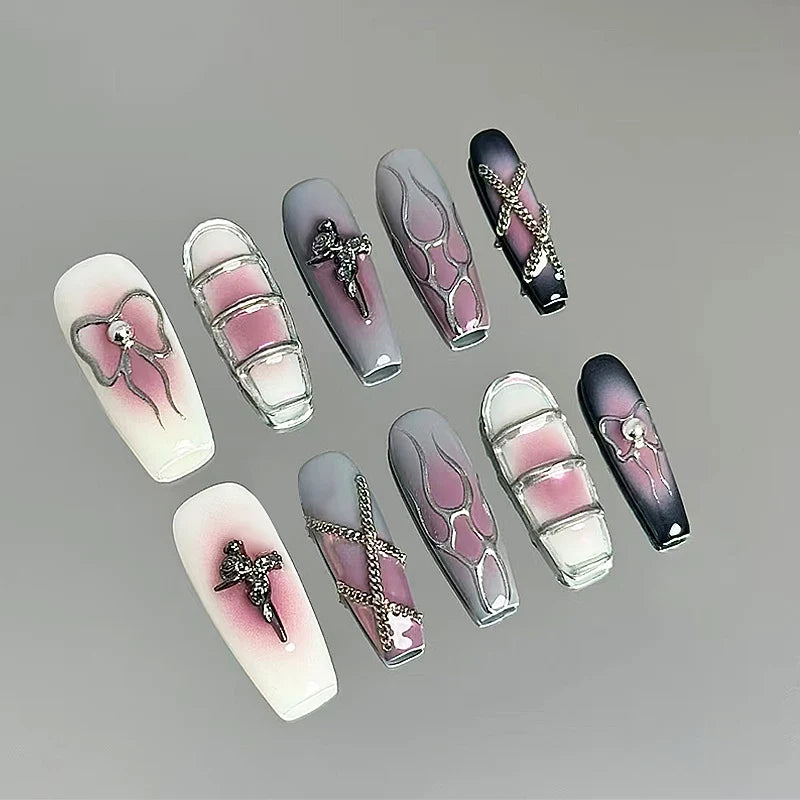 Press-On Nail Set Ombre Gradient Long-Lasting