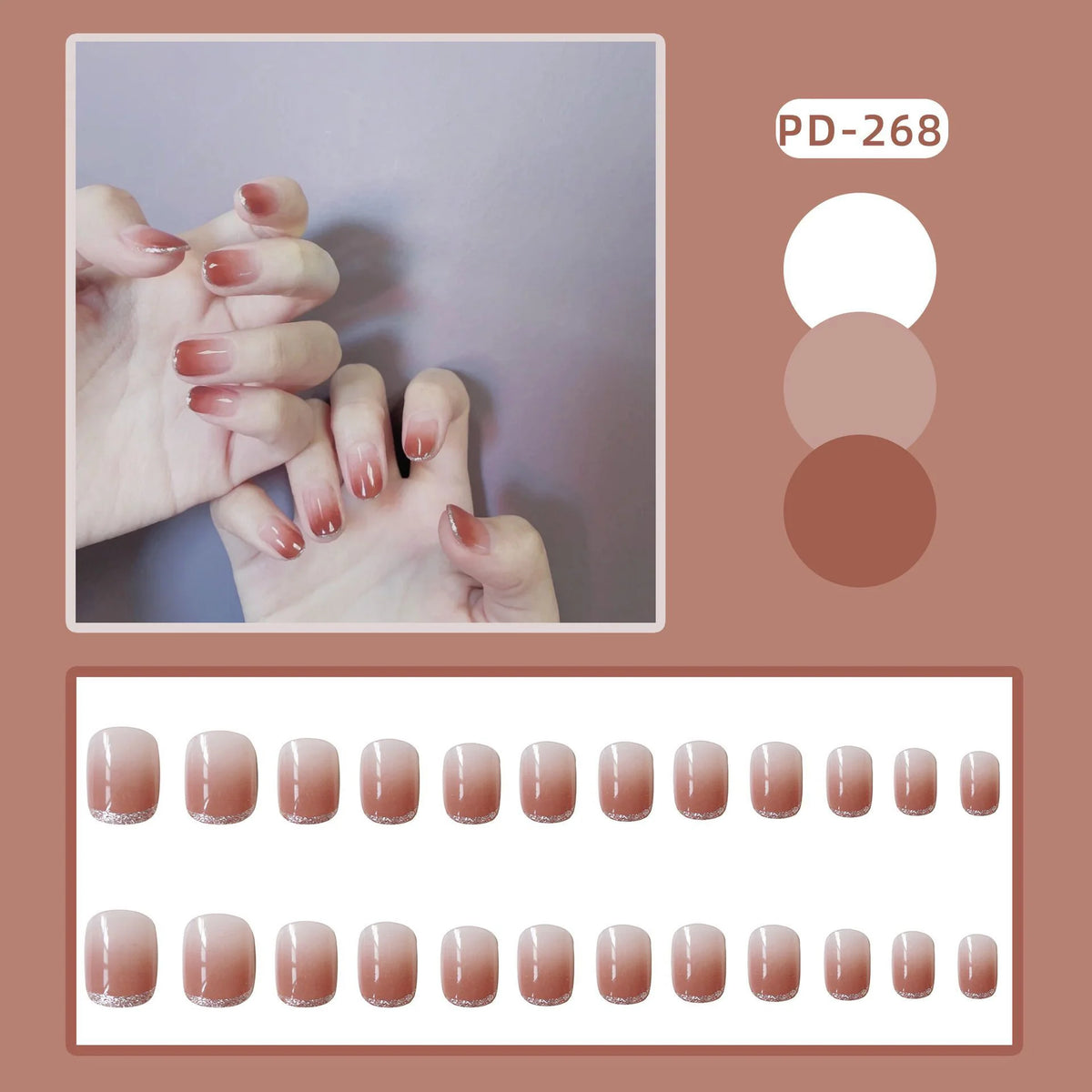 Press-On Nail Set Ombre Gradient Reusable & Custom Fit