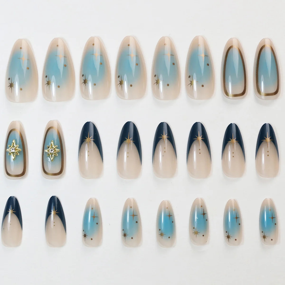 Press-On Nail Set Ombre Gradient Reusable With Adhesive Tabs