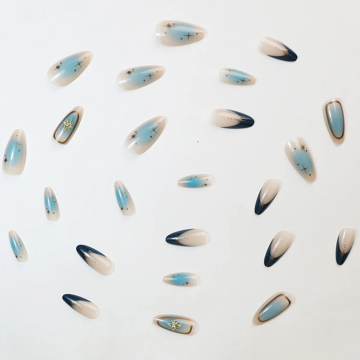 Press-On Nail Set Ombre Gradient Reusable With Adhesive Tabs