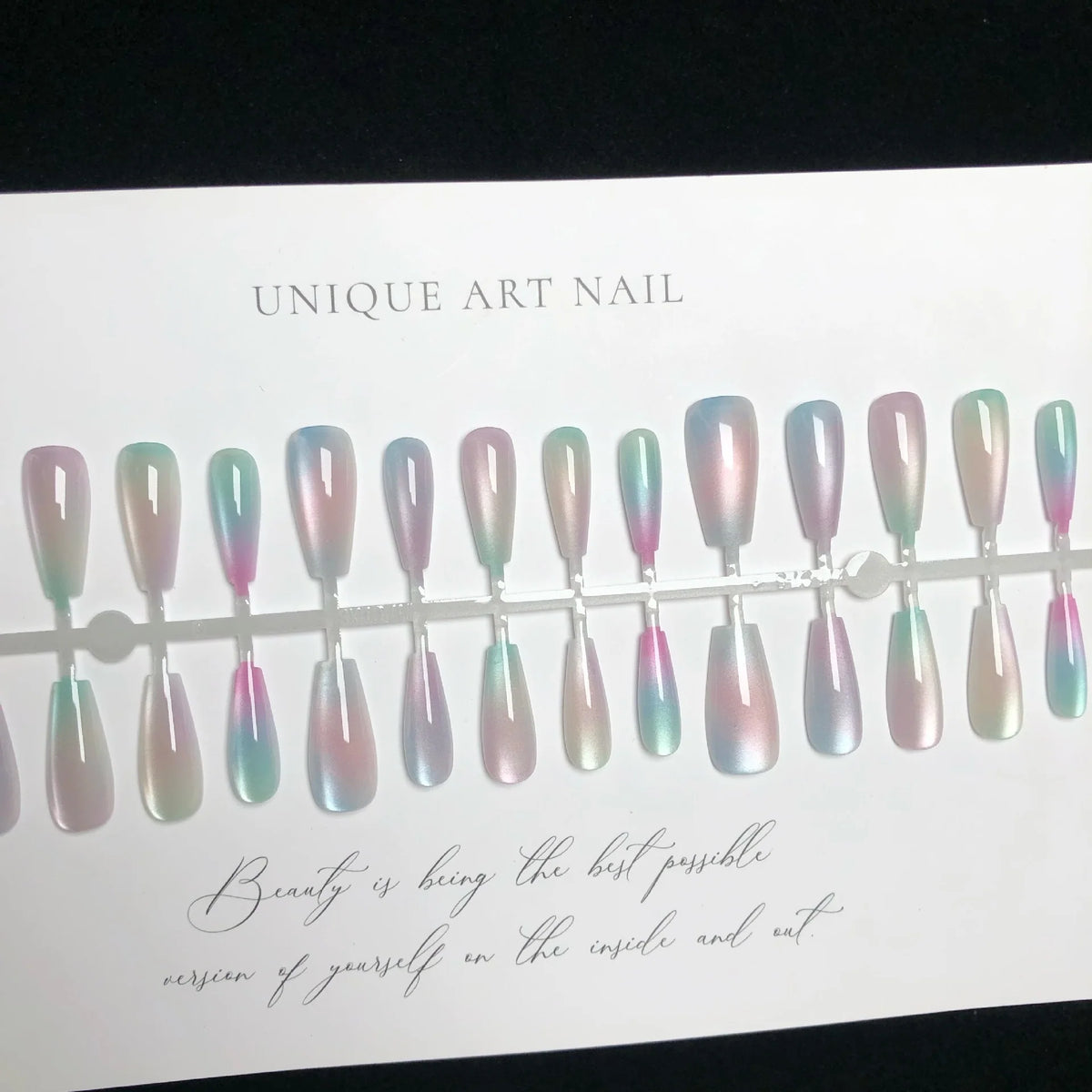 Press-On Nail Set Ombre Gradient Reusable XS To L