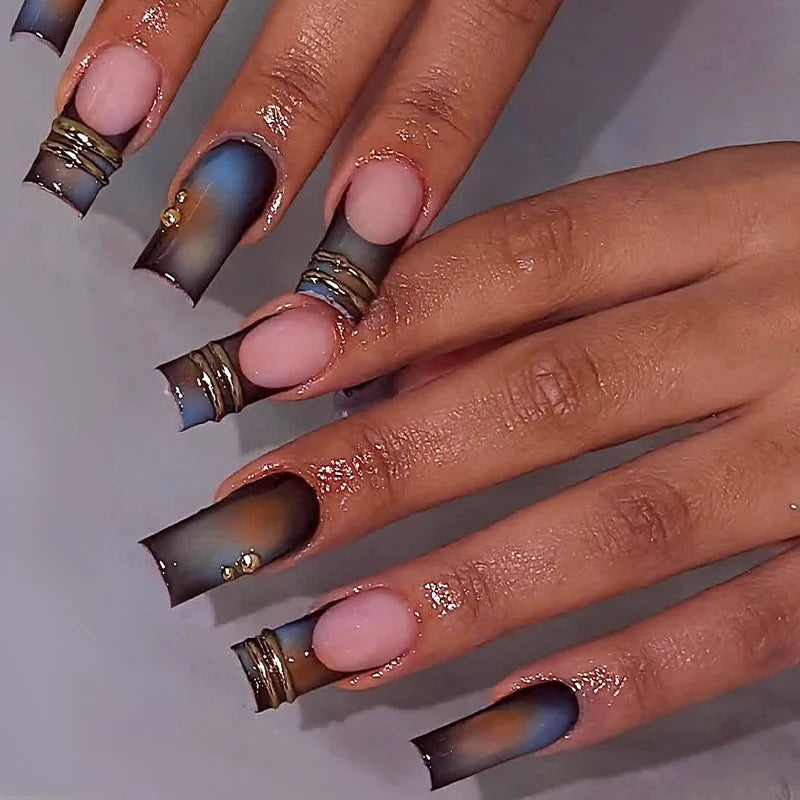 Press-On Nail Set Ombre Gradient Self-Adhesive Multiple Sizes
