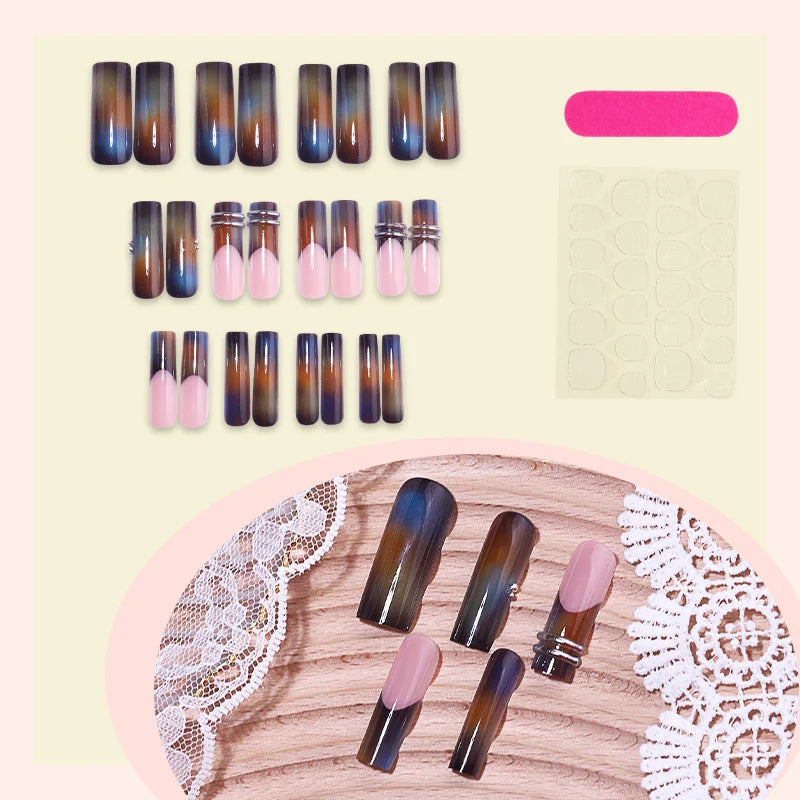 Press-On Nail Set Ombre Gradient Self-Adhesive Multiple Sizes