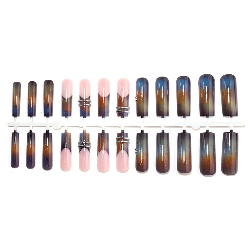Press-On Nail Set Ombre Gradient Self-Adhesive Multiple Sizes