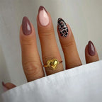 Press-On Nail Set Ombre & Leopard Reusable Fit
