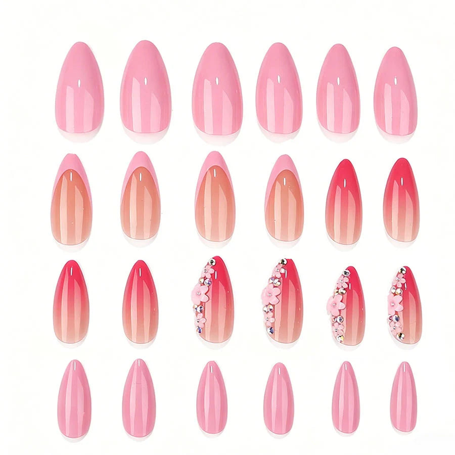 Press-On Nail Set Ombre & Mixed Shapes Long-Lasting