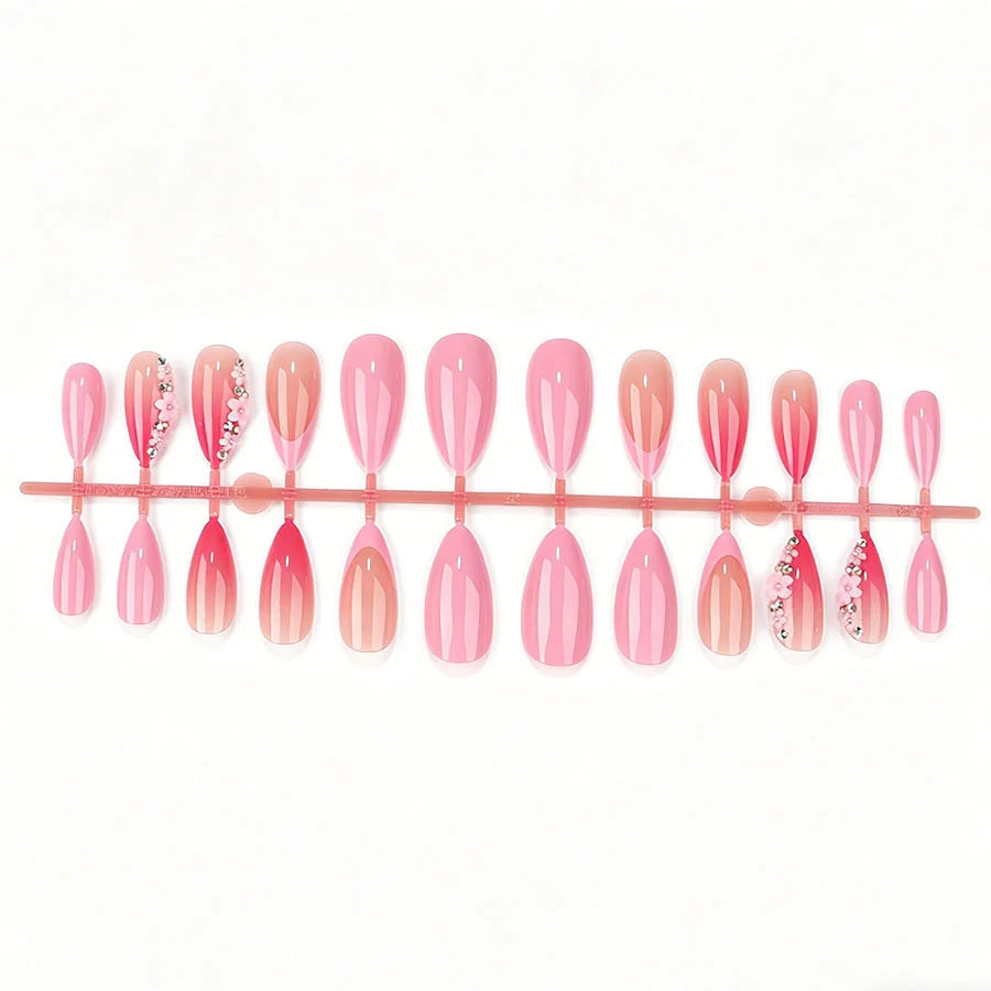 Press-On Nail Set Ombre & Mixed Shapes Long-Lasting