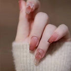 Press-On Nail Set Ombre Peach Sparkle Quick Apply