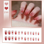 Press-On Nail Set Ombre Peach Sparkle Quick Apply