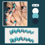 Press-On Nail Set Ombre & Rhinestone Jelly Black Blue