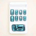 Press-On Nail Set Ombre & Rhinestone Jelly Black Blue