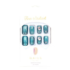 Press-On Nail Set Ombre & Rhinestone Jelly Black Blue