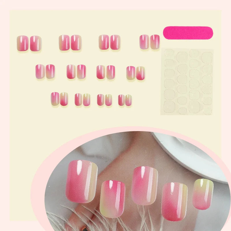 Press-On Nail Set Ombre Self-Adhesive Reusable