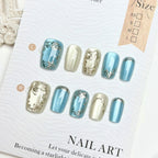 Press-On Nail Set Ornate Floral Shimmer Long-Lasting Wear