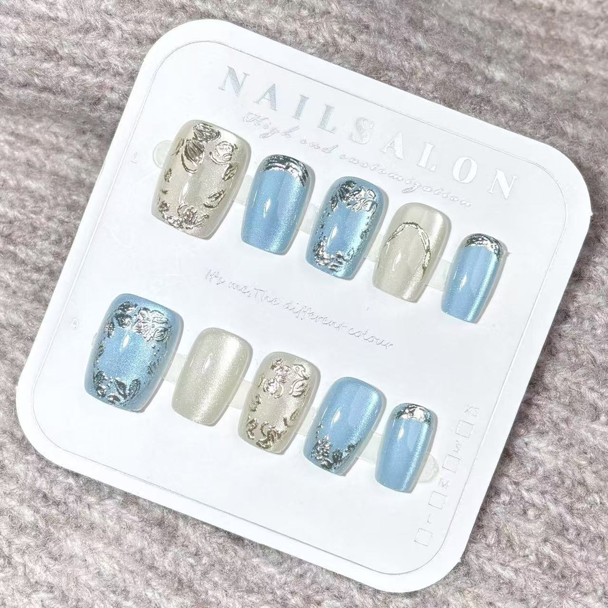 Press-On Nail Set Ornate Floral Shimmer Long-Lasting Wear
