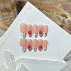 Press-On Nail Set Oval Floral & Polka Dot Long-Lasting