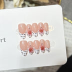 Press-On Nail Set Oval Floral & Polka Dot Long-Lasting