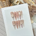 Press-On Nail Set Oval Gradient Ombre Rhinestone Accents