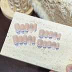 Press-On Nail Set Oval Rhinestone Accents Easy Application