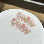 Press-On Nail Set Peach 3D Floral Comfort Fit
